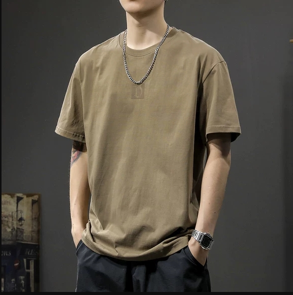 美式重磅复古纯棉短袖t恤男宽松大码夏季潮牌ins痞帅圆领半袖体恤